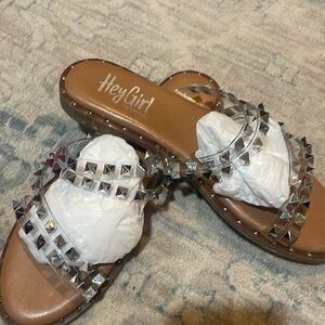 Metallic studded sandals new 8